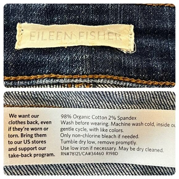 Eileen Fisher Cropped Jeans Mid Rise Dark Wash Relaxed Fit Women’s Size 14 - Picture 5 of 7